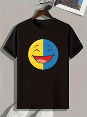 Smiling Face Print Men's Graphic T shirt Casual Comfy Tees For Summer