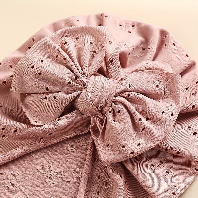 Baby Lace Embroidery Turban Baby Girl Hat With Bowknot