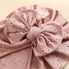 Baby Lace Embroidery Turban Baby Girl Hat With Bowknot