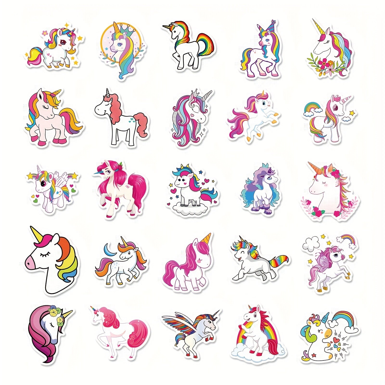 100pcs Rainbow Horse Cartoon Unicorn Stickers