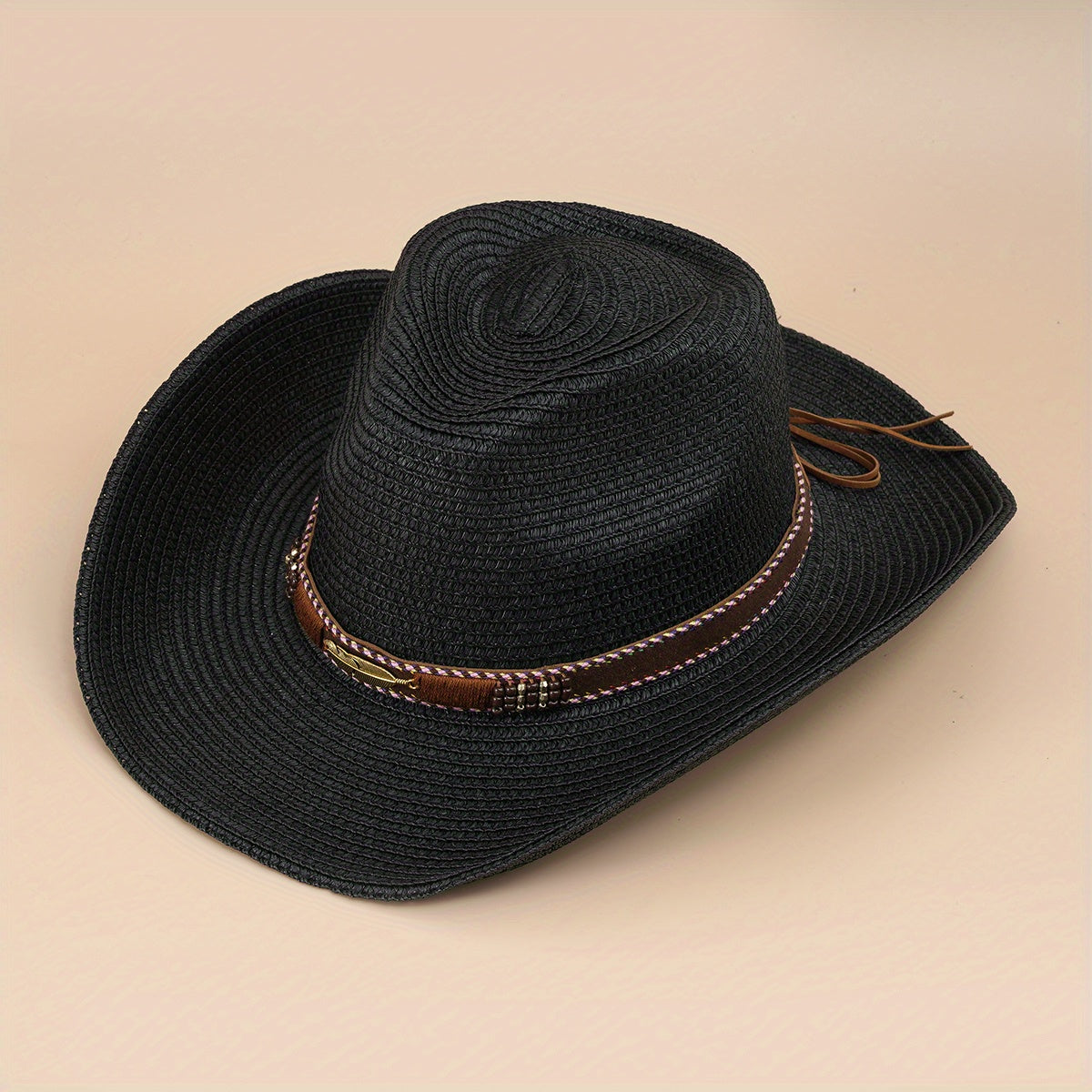 Cowboy Straw Hat Men's Women's Sun Protection Jazz Hat Large Brim Beach Hat