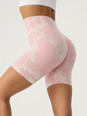 Tie Dye Biker Shorts High Waist Yoga Shorts Women's Activewear