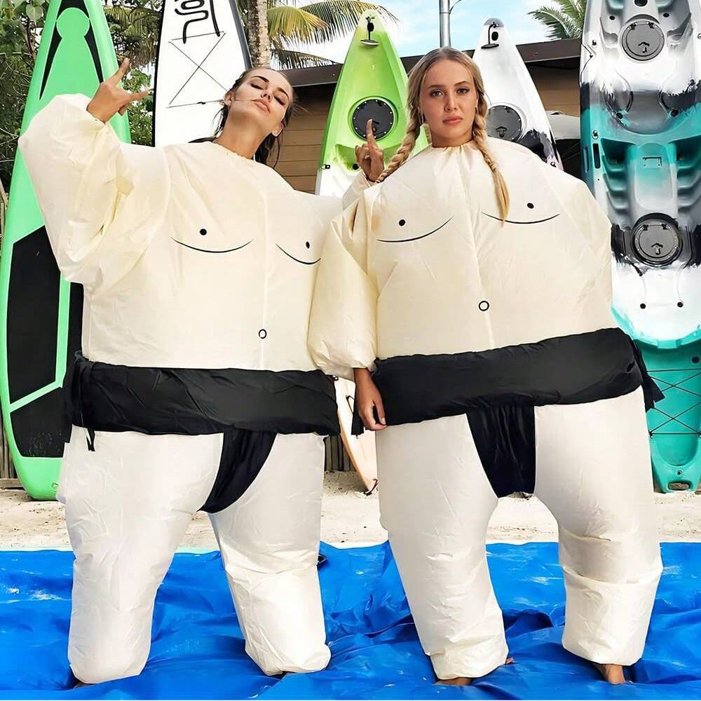 Adult Inflatable Sumo Costume with Hooded Headgear & Belt