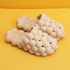 Women's Solid Bubble Slides Closed Toe Anti Skid Slippers