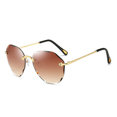 Irregular Rimless Sunglasses Gradient Vintage Shades UV Protection