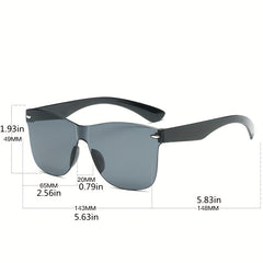 Square One piece Sunglasses Rivet Decor UV400