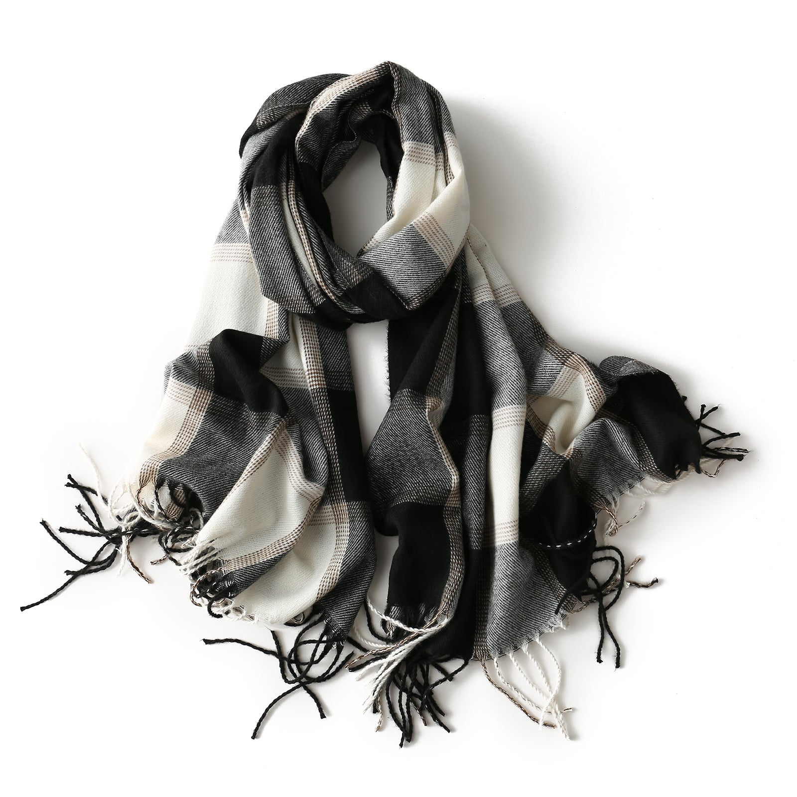 Plaid Pattern Tassel Scarf Windproof Warm Shawl Classic Thick Couple Scarves