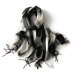 Plaid Pattern Tassel Scarf Windproof Warm Shawl Classic Thick Couple Scarves