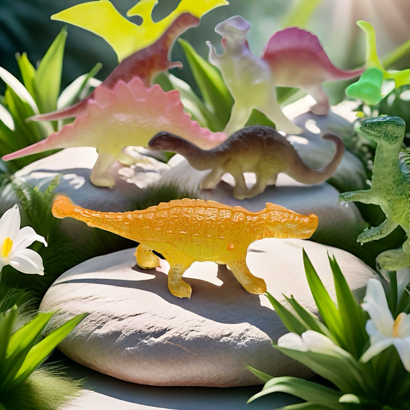 20pcs Glow in the Dark Mini Dinosaur Figures - Random Colors Collectible