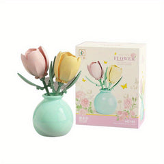 Building Block Floral Arrangement with Vase Girl Toy Gift