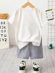 Boys Dinosaur Graphic T-shirt & Striped Shorts Set