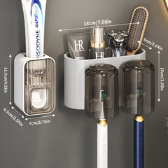 Automatic Toothpaste Dispenser with Toothbrush Holder Wall Mounted Bathroom Rack