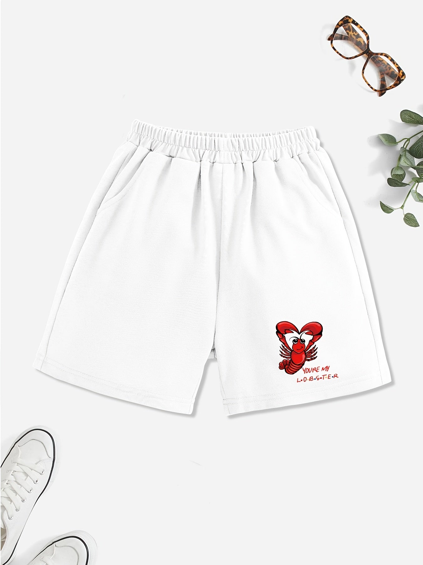 Girls' Lobster Graphic Casual Shorts with Pockets