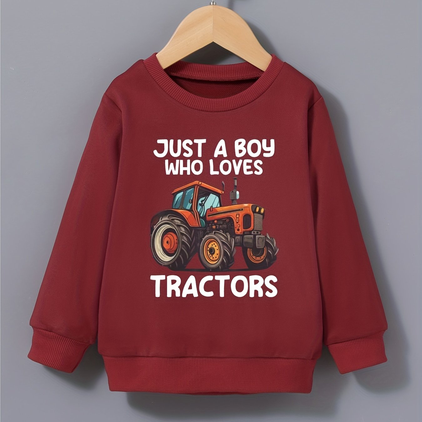 Boys Tractor Sweatshirt Long Sleeve Pullover Top