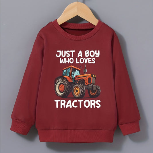 Boys Tractor Sweatshirt Long Sleeve Pullover Top