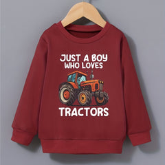 Boys Tractor Sweatshirt Long Sleeve Pullover Top