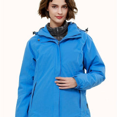3-in-1 Winter Ski Jacket Women's Thermal Hooded Windproof Coat