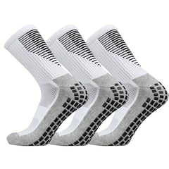 3 Pairs Striped Sports Football Socks Non slip Training Crew Socks