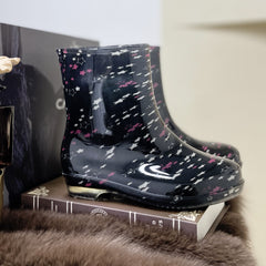 Women's Star Pattern Waterproof Medium Tube Rain Boots