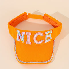 Y2K Rhinestone Decor Visor Hat Candy Summer UV Protection Lightweight Golf Cap