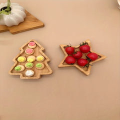Christmas Tree Wood Serving Tray for Food and Drinks