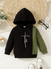 Baby Boys Letter Print Hooded Sweatshirt for Spring/Autumn