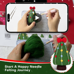4pcs Wool Needle Felting Kit Christmas Tree Snowmen Beginners