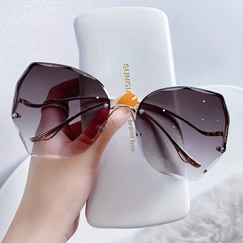 Gradient Lens Sunglasses Polygon Frame UV Protection