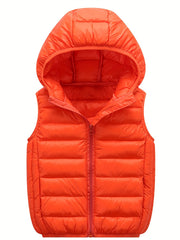 Boys Winter Hooded Cotton Padded Vest Sleeveless Jacket