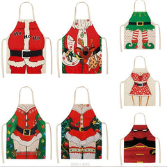 Linen Christmas Apron Unisex Adjustable Cooking Apron