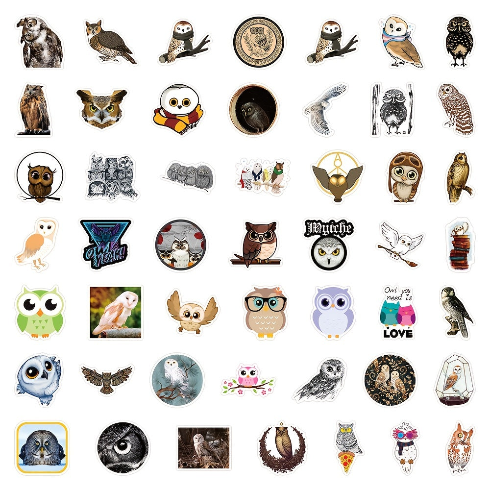 50Pcs Owl Themed Stickers for Laptops Phones Helmets & More