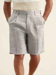 Solid Cotton Classic Dress Shorts Men's Formal Summer Business Wedding Party