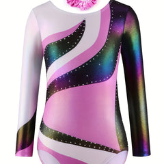 Stretchy Crew Neck Gymnastics Leotard Jumpsuit for Dance Sports