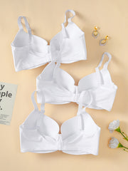 3 Pack Plus Size Rhinestone Decor Seamless Padded Bra Set