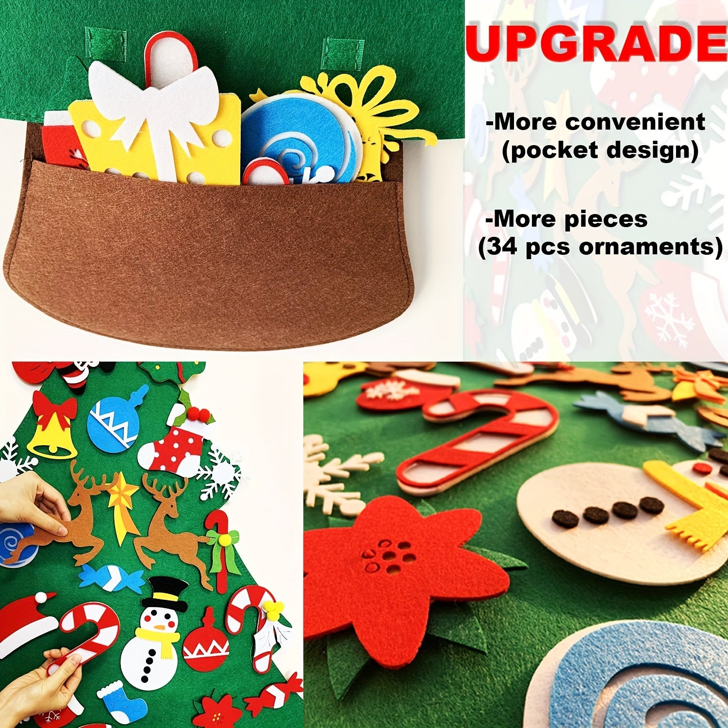 DIY Felt Christmas Tree With Detachable Ornaments Wall Hanging