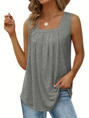 Square Neck Tank Top Sleeveless Casual Top For Women