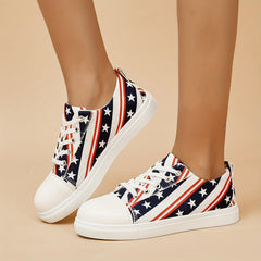 Women's Star & Striped Canvas Shoes Casual Lace Up Outdoor Sneakers