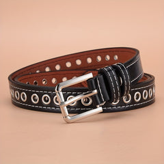 Punk PU Leather Casual Belt with Metal Square Buckle