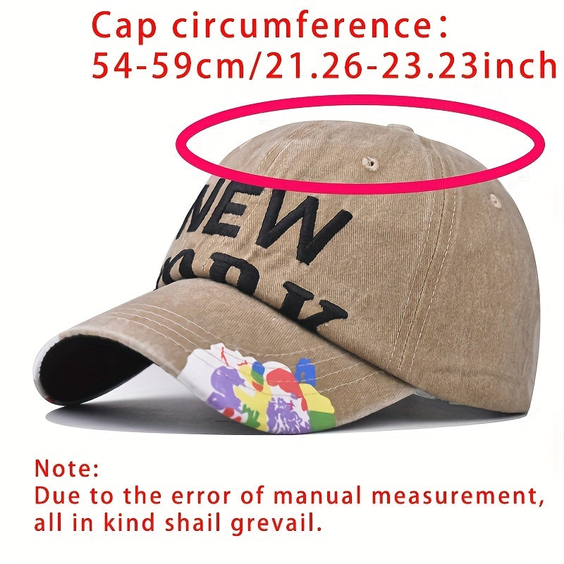 YORK Washed Baseball Cap Embroidery Casual Sun Hat Y2K Dad Hats