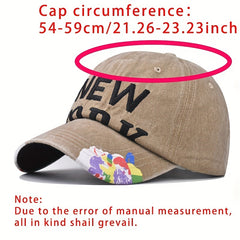 YORK Washed Baseball Cap Embroidery Casual Sun Hat Y2K Dad Hats