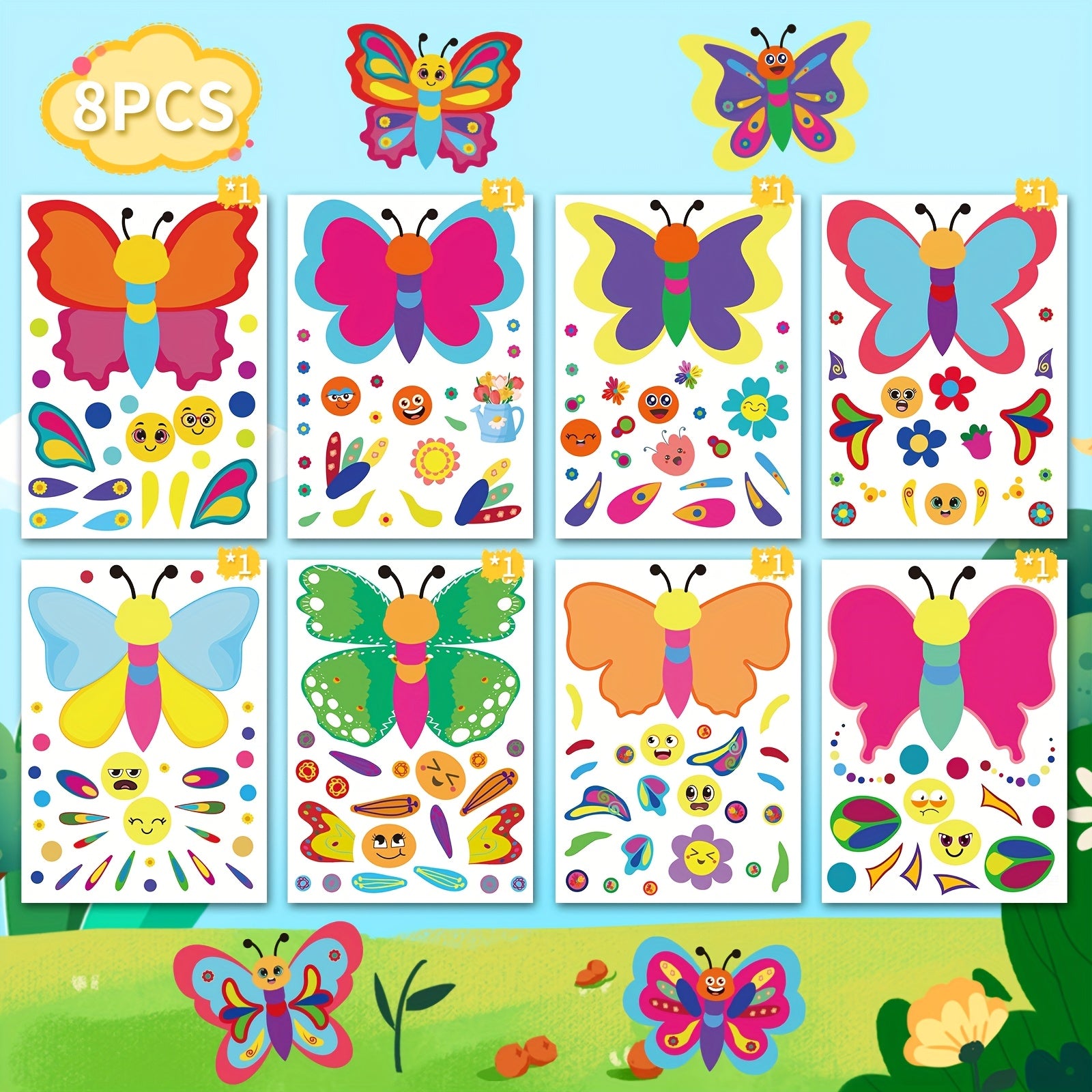 Set of 16 DIY Butterfly Ornaments for Expressive Facial Decor