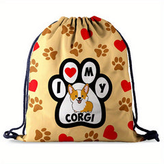 Animal Drawstring Bag Oxford Cloth Digital Print Backpack