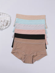 6pcs Seamless Briefs Mid Rise Stretchy Intimates Panties Women's Lingerie