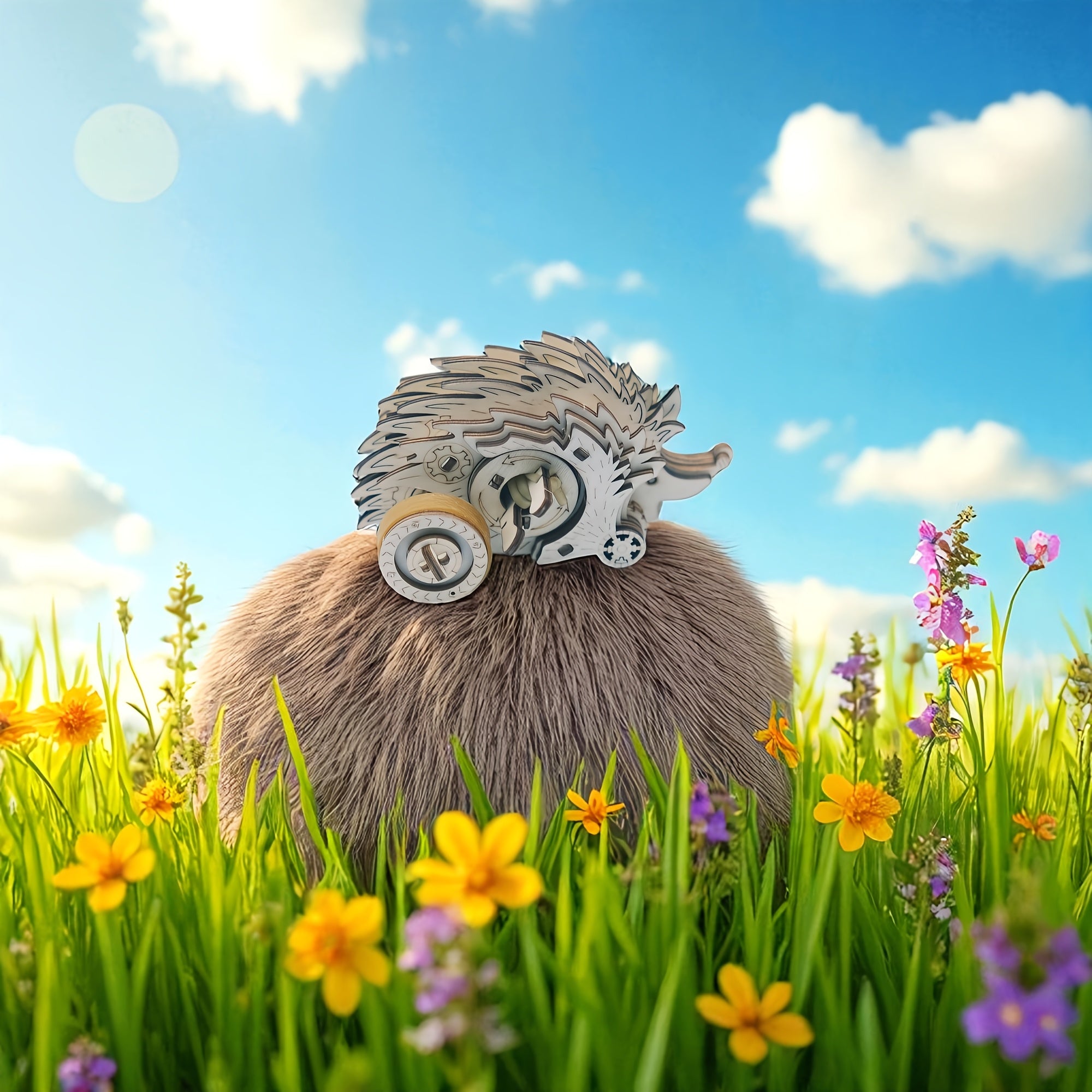 Self-Propelled Hedgehog 3D Wooden Puzzle Kit