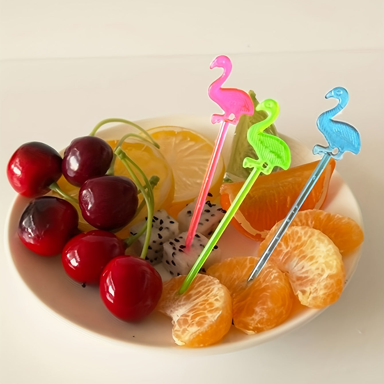 50pcs Fruit Fork Butterfly Pick Flamingo Toothpick