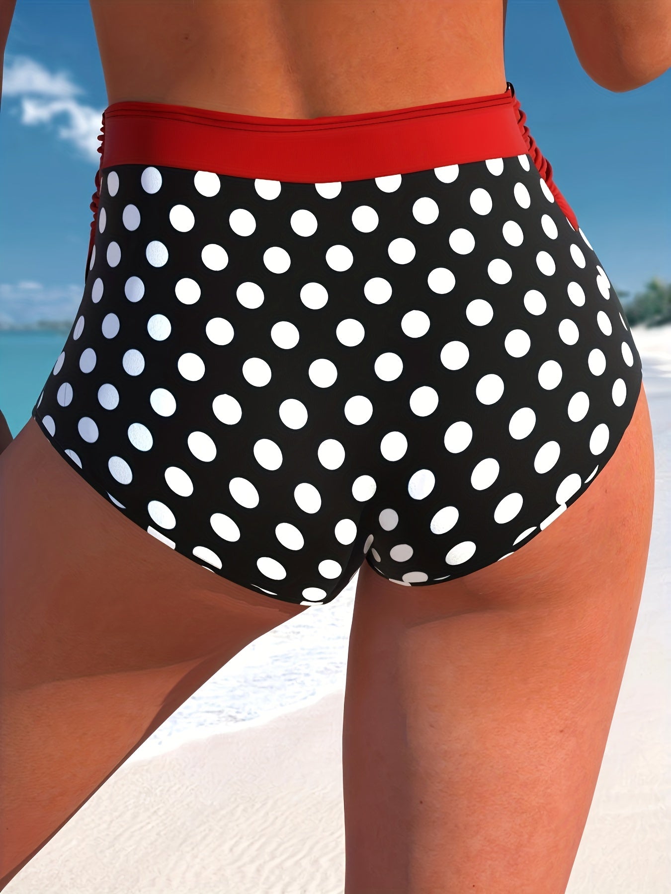 Sexy Bikini Set Cross Halter Top & Polka Dot Print