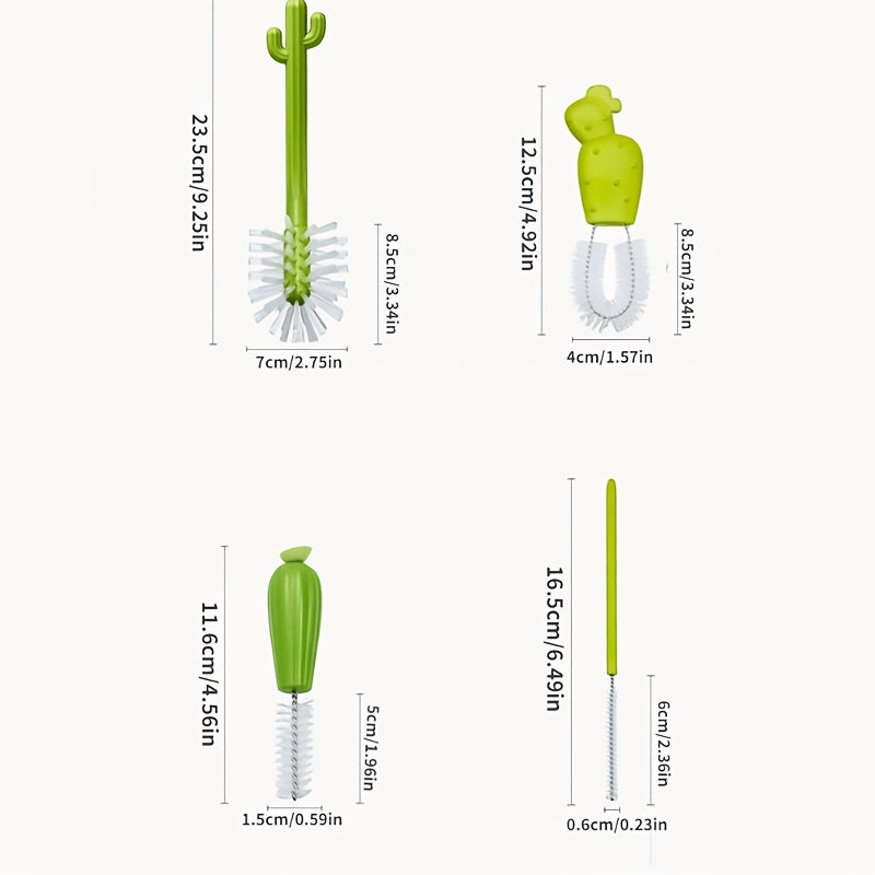 4pcs Cactus Cleaning Brush Set Cup Straw Baby Bottle Pacifier Brush