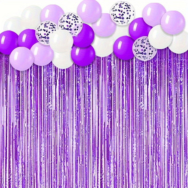109pcs Purple Sequin Latex Balloon Set Holiday Gathering Shooting Props
