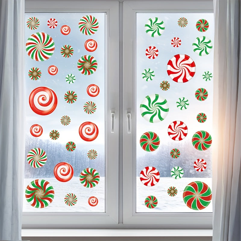 81pcs Christmas Red Green Candy Window Stickers