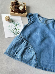 Baby Cotton Sleeveless Denim Dress For Your Pretty Girl